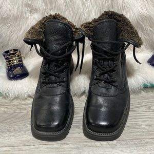 Barbo Womens Black Leather Lace up Fleece Lined Ankle Canadian Boots 10 M